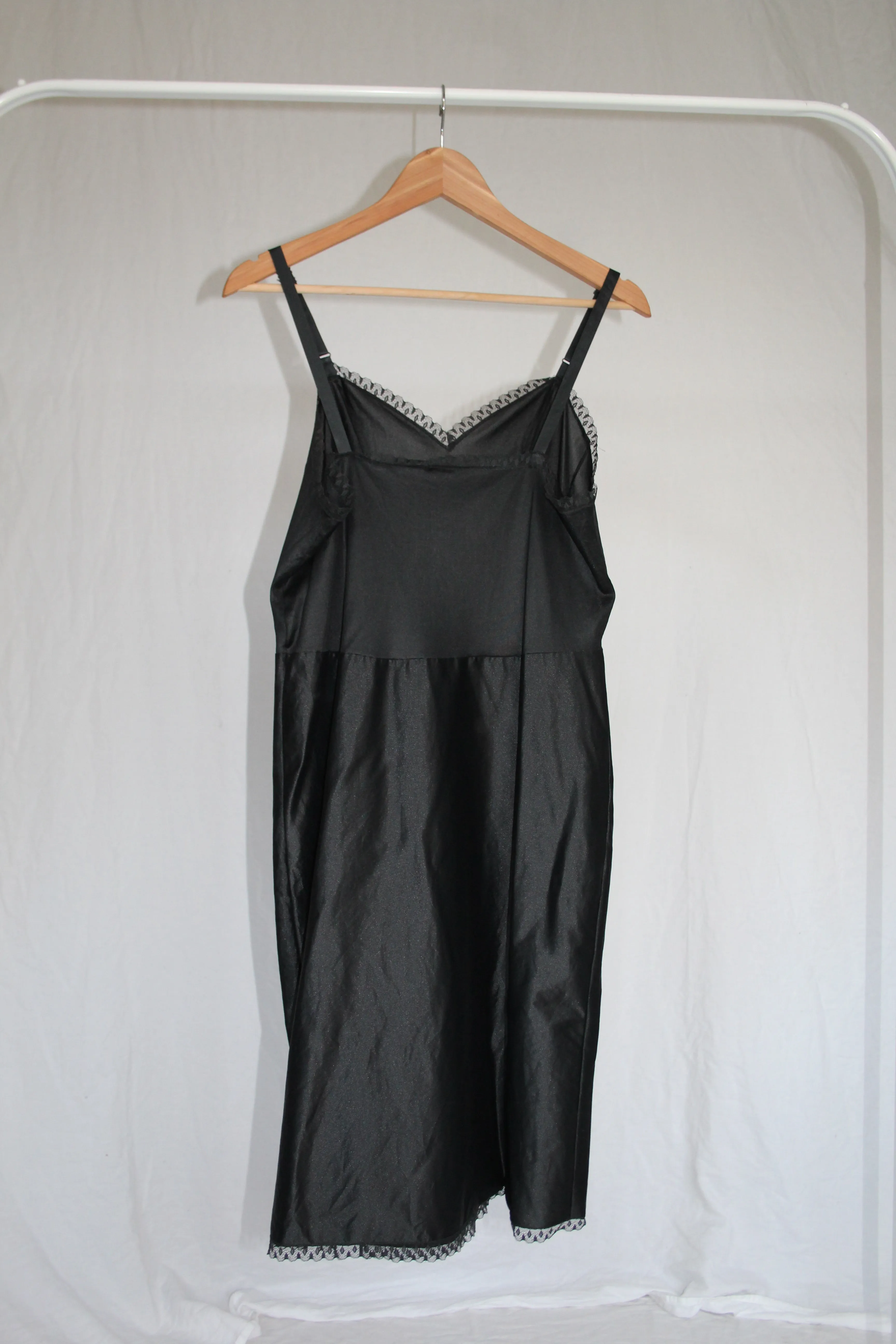 80s Black Slip Dress - M/L