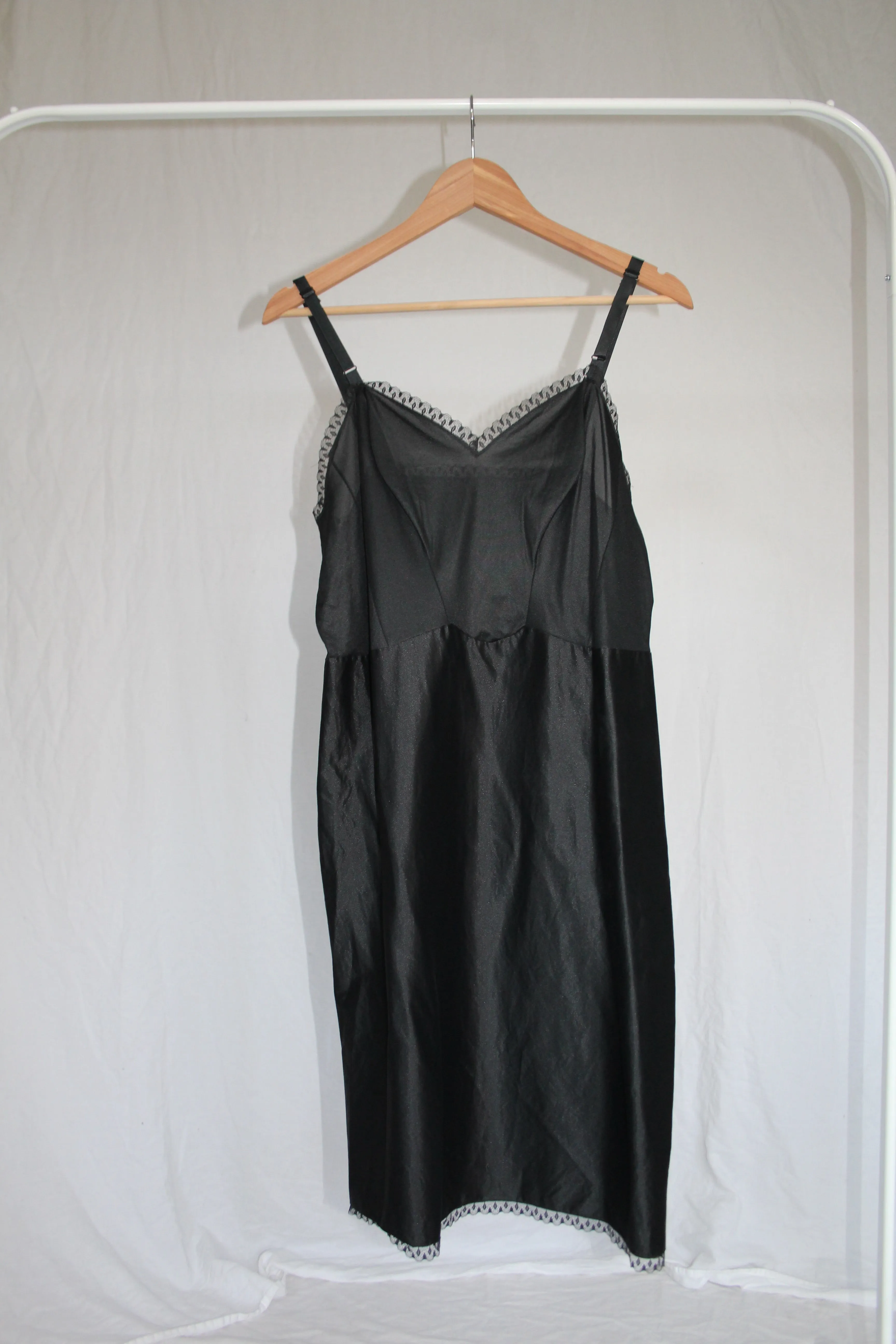 80s Black Slip Dress - M/L