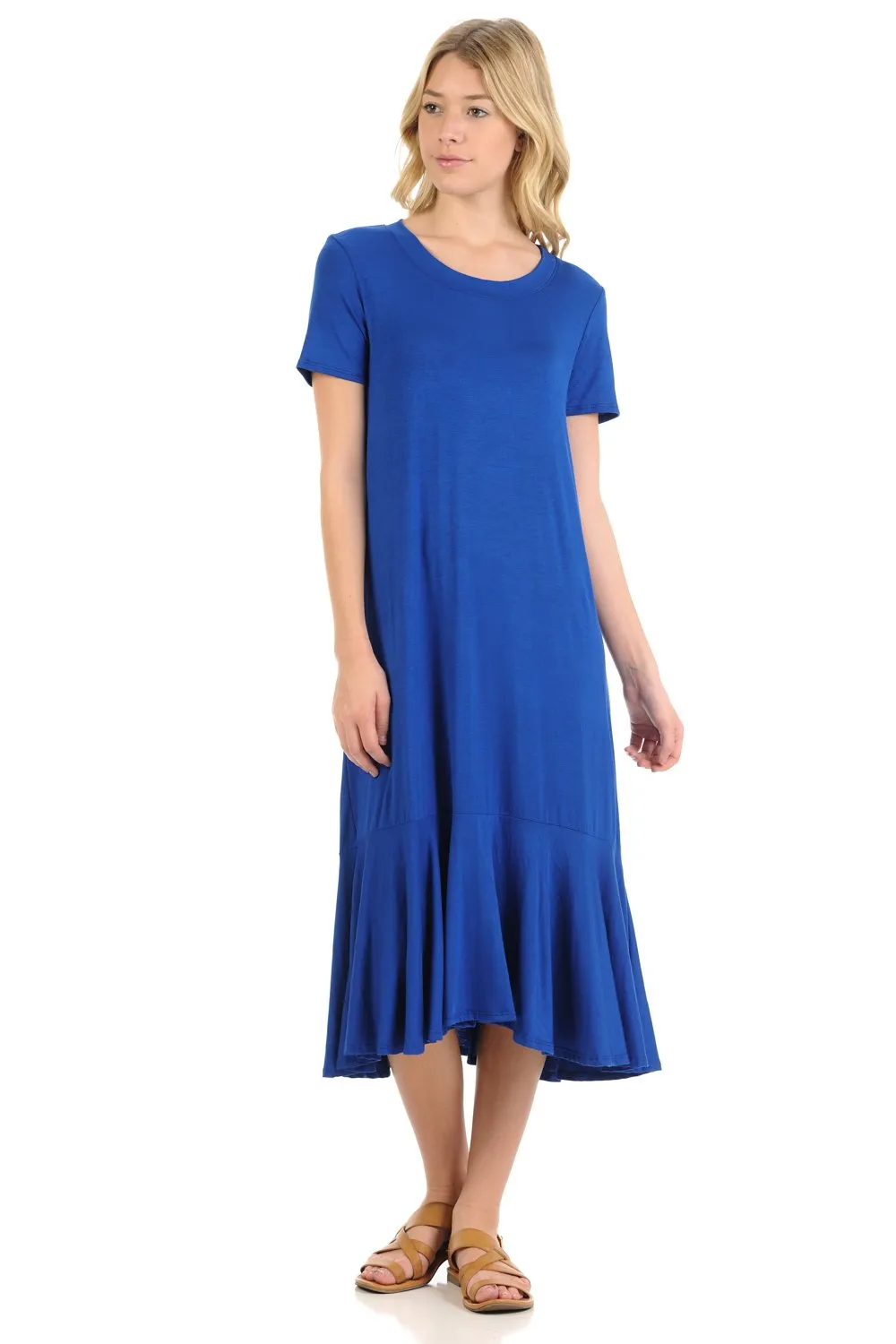A-Line Ruffle Hemline Midi Dress