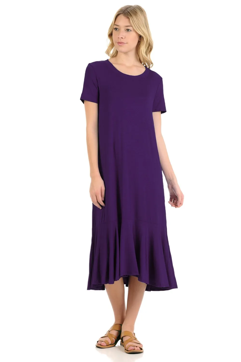 A-Line Ruffle Hemline Midi Dress