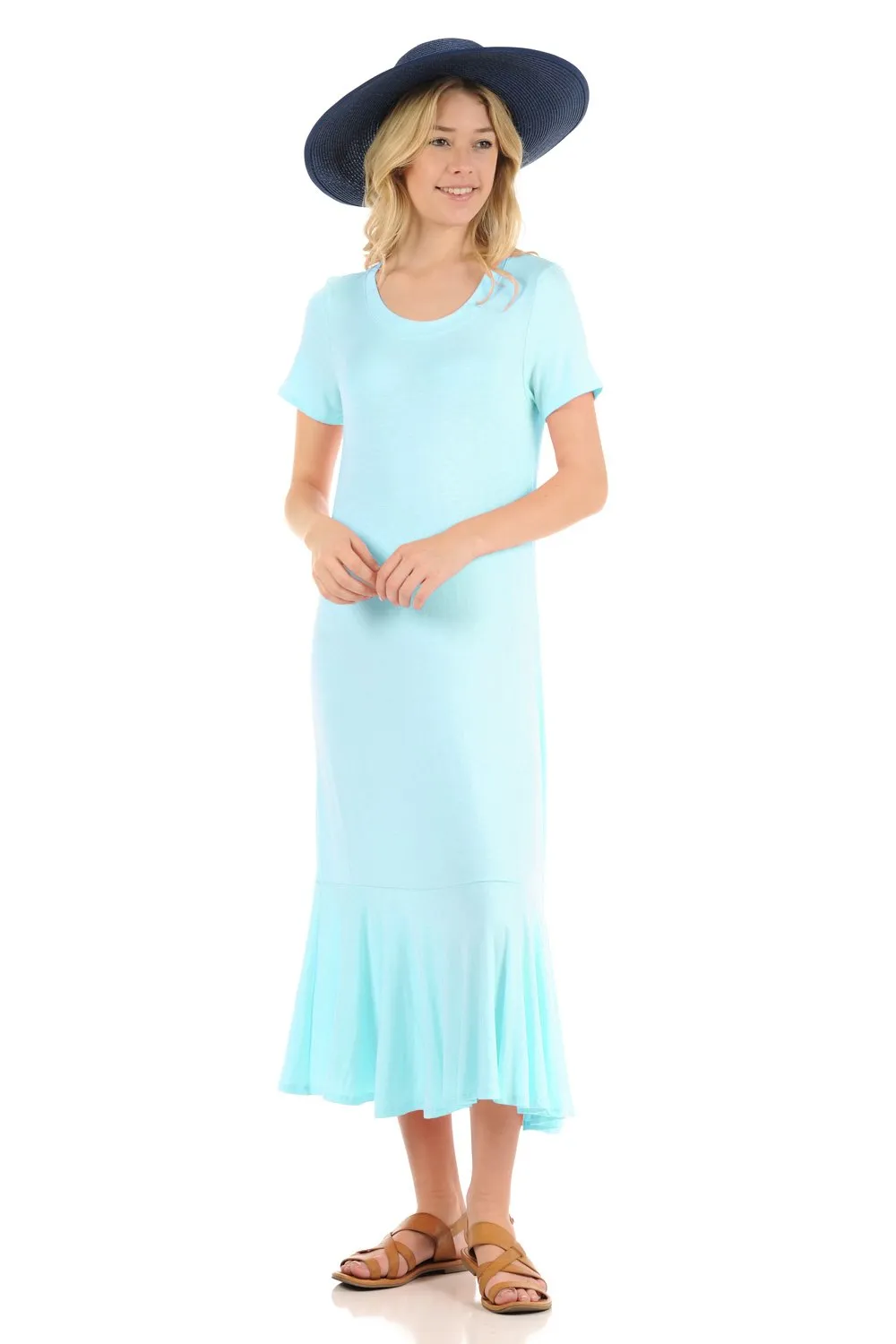A-Line Ruffle Hemline Midi Dress