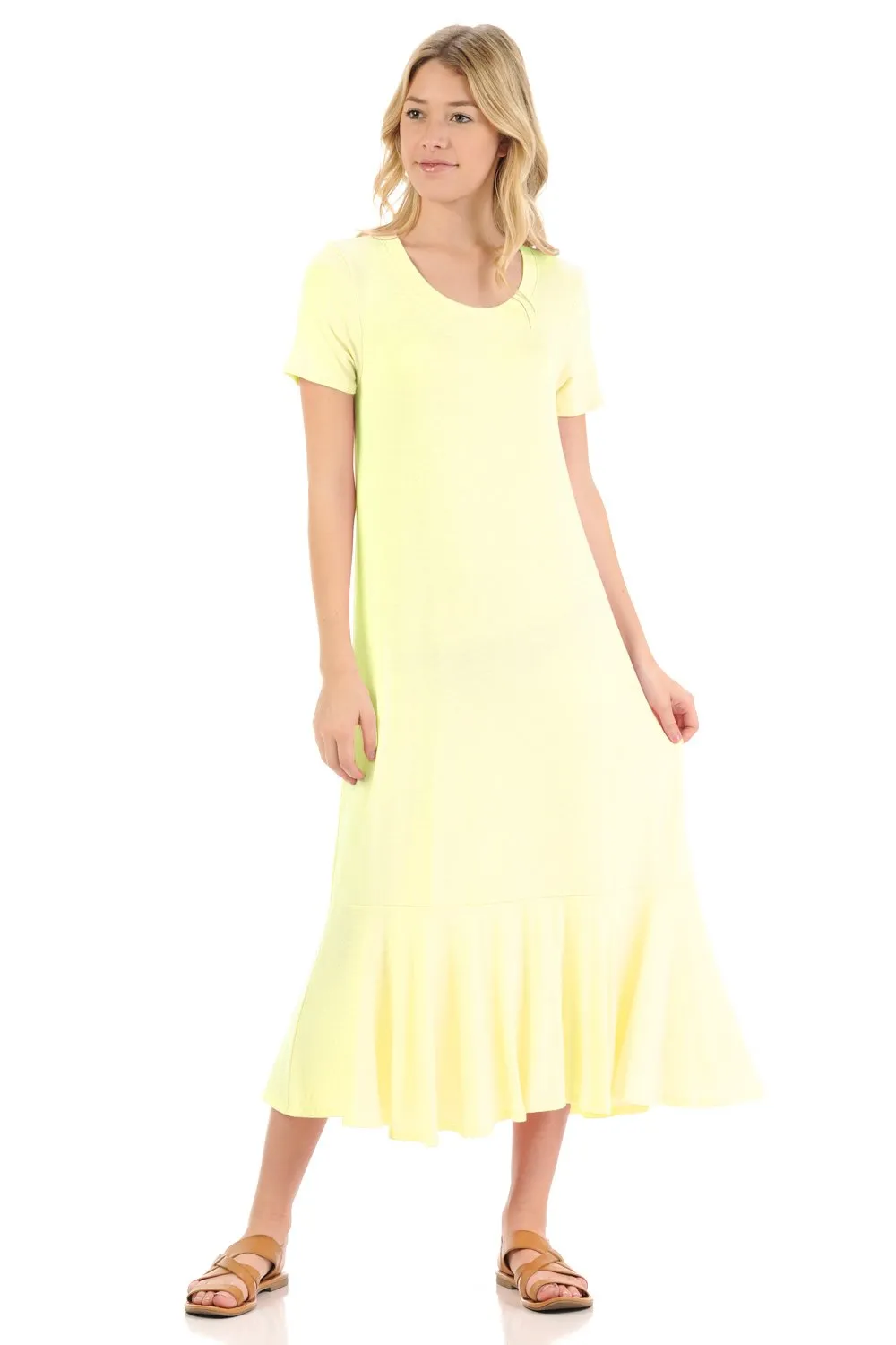 A-Line Ruffle Hemline Midi Dress