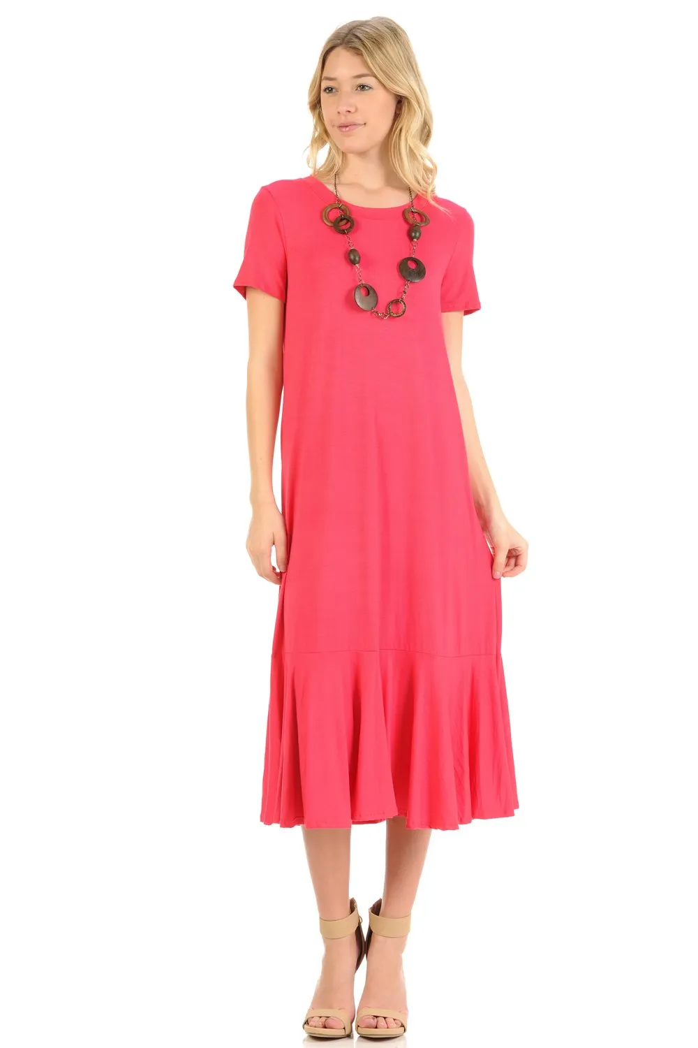 A-Line Ruffle Hemline Midi Dress