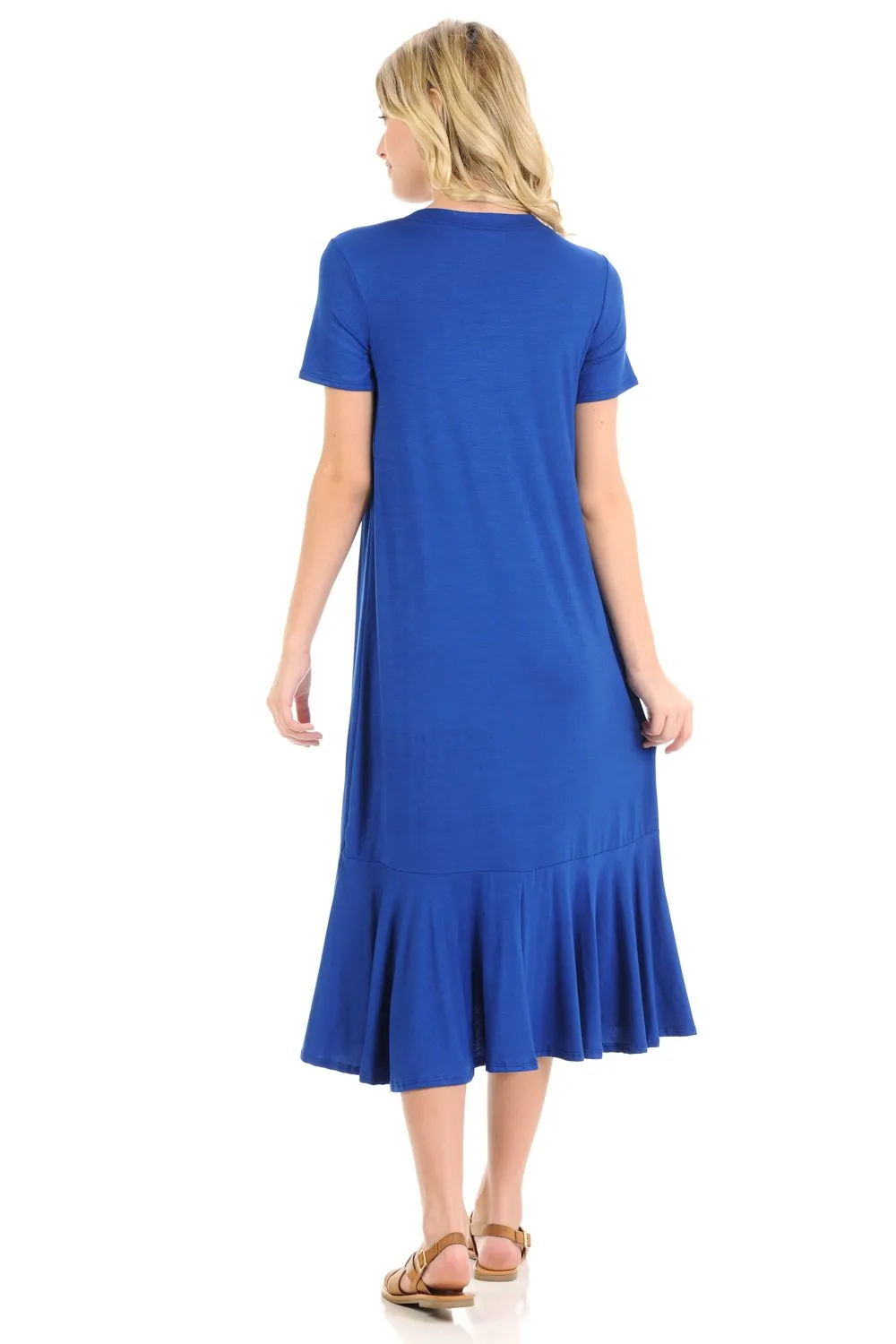 A-Line Ruffle Hemline Midi Dress