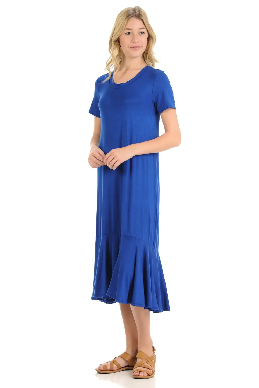 A-Line Ruffle Hemline Midi Dress