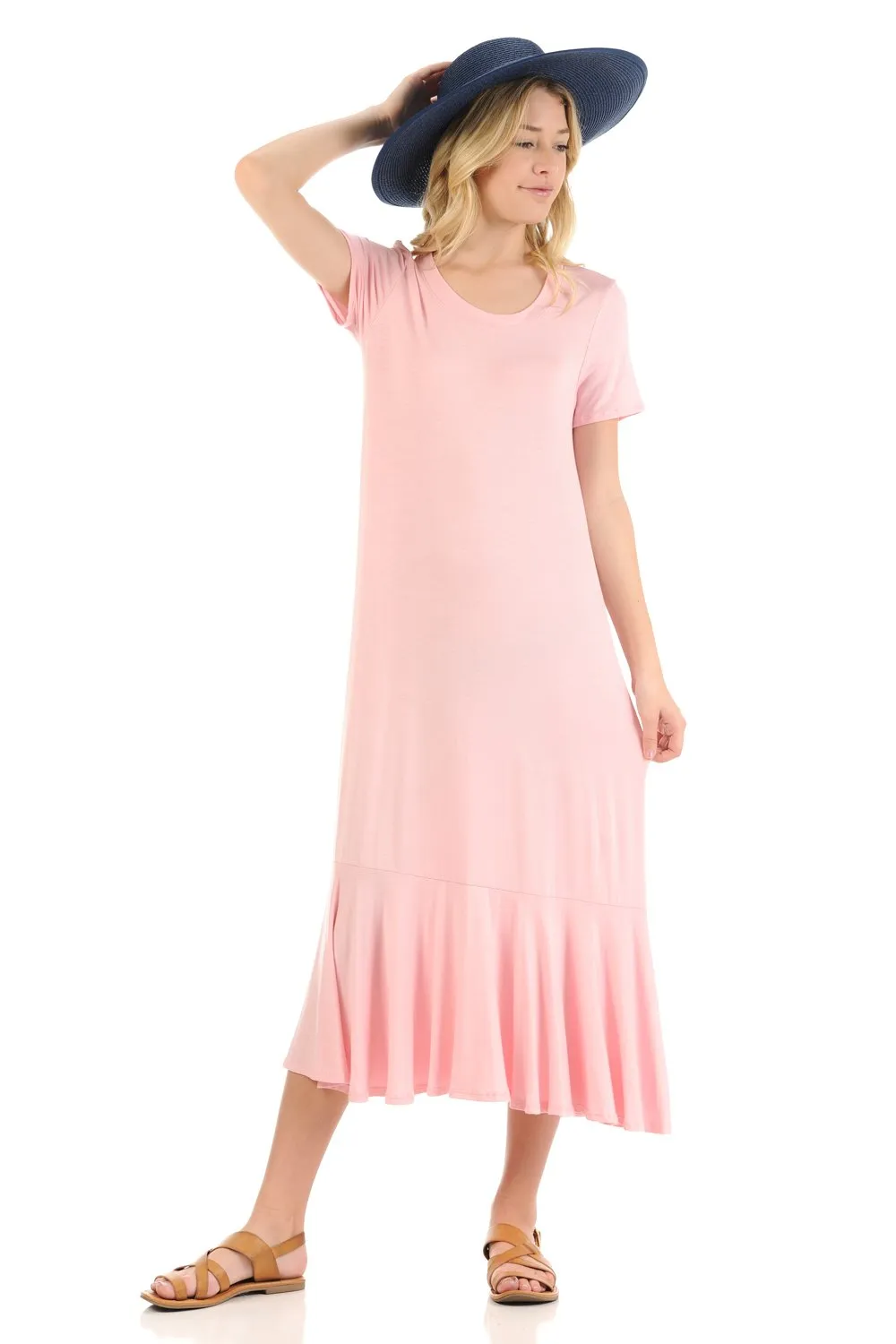 A-Line Ruffle Hemline Midi Dress