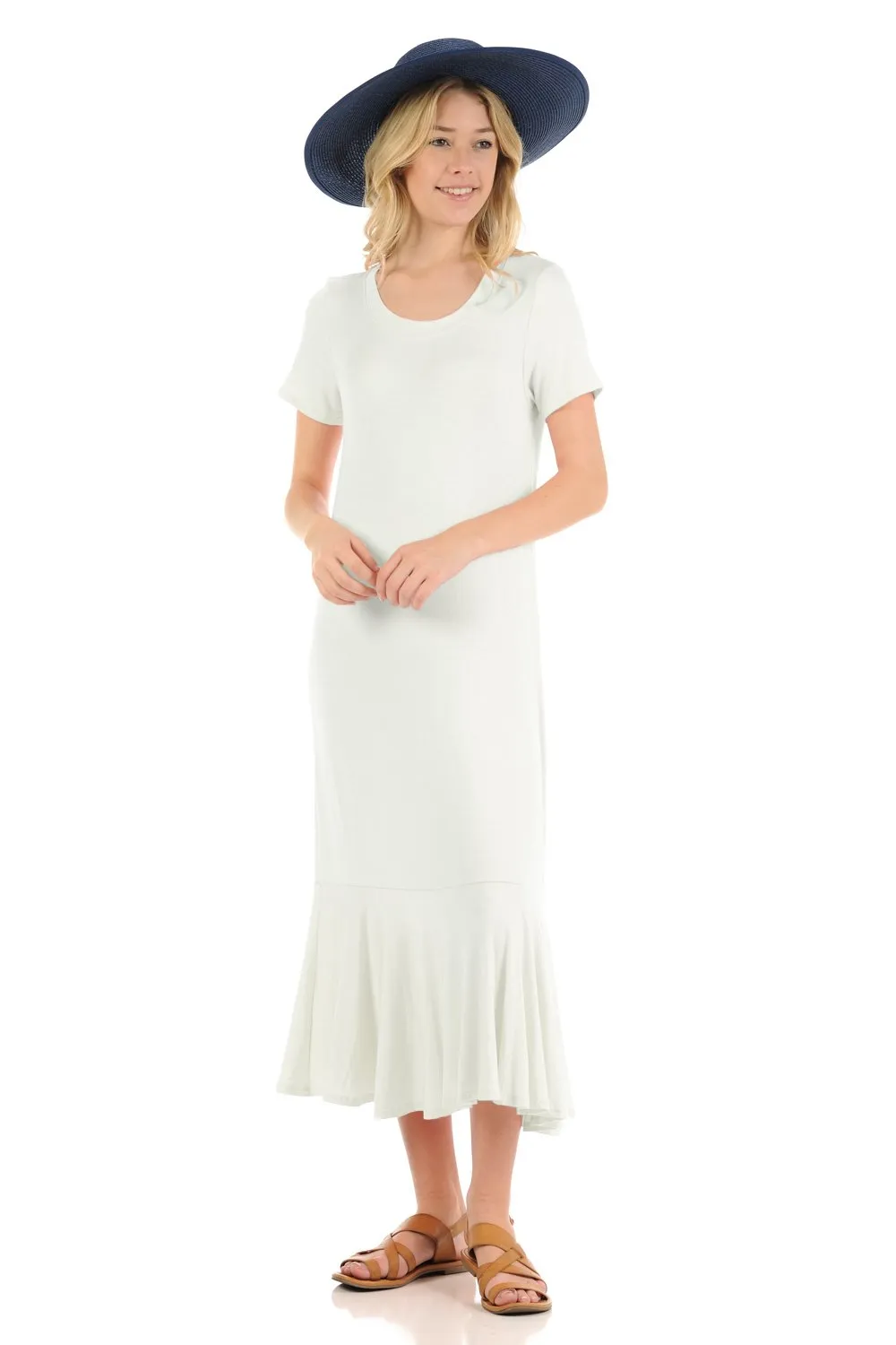 A-Line Ruffle Hemline Midi Dress