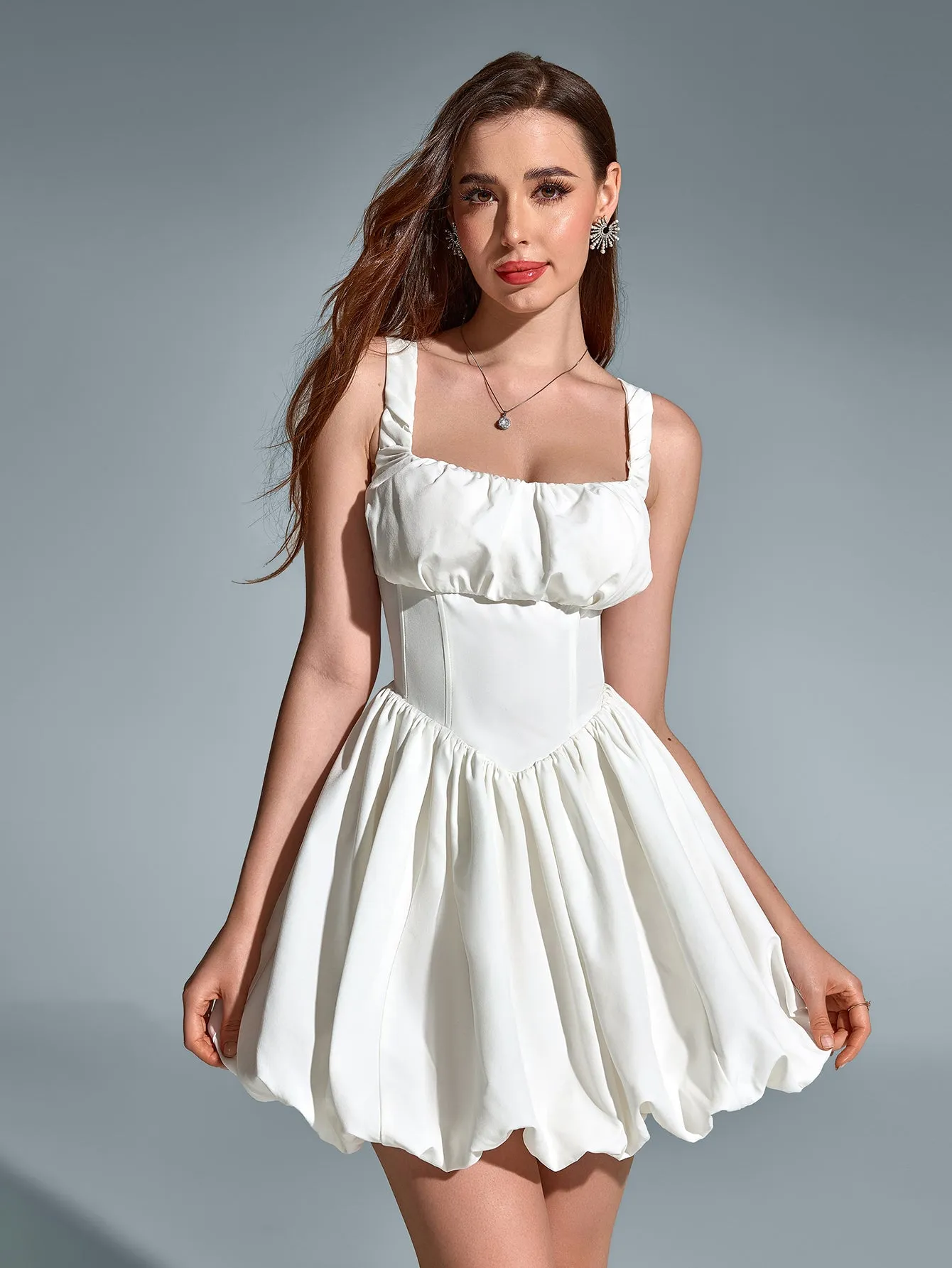 Backless Pleated Hem Bodycon Cami Dress