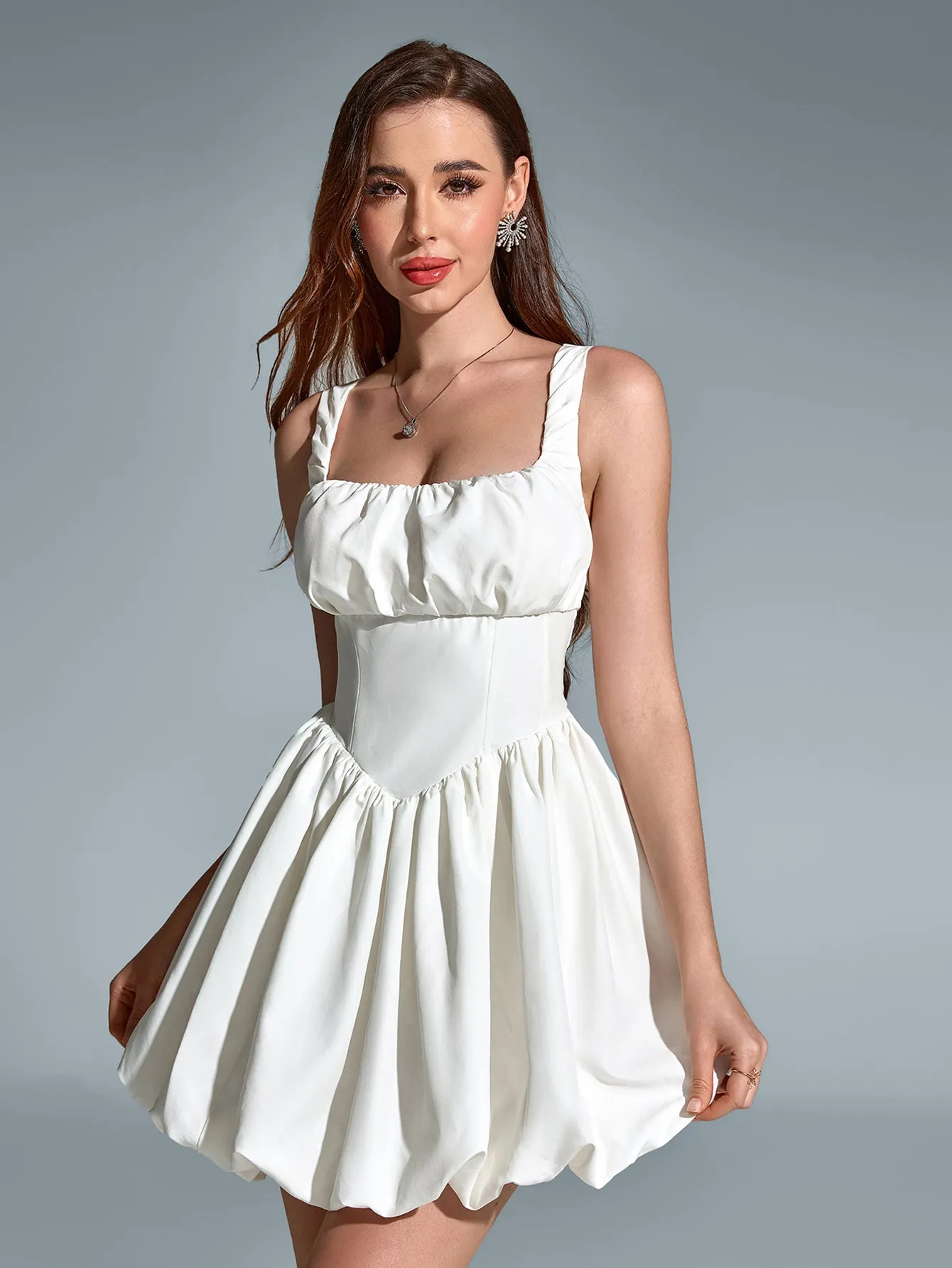 Backless Pleated Hem Bodycon Cami Dress