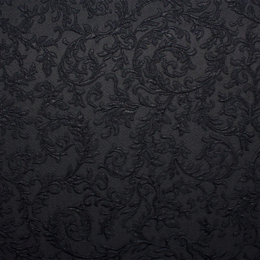 Black Floral Metallic Silk Cloqué