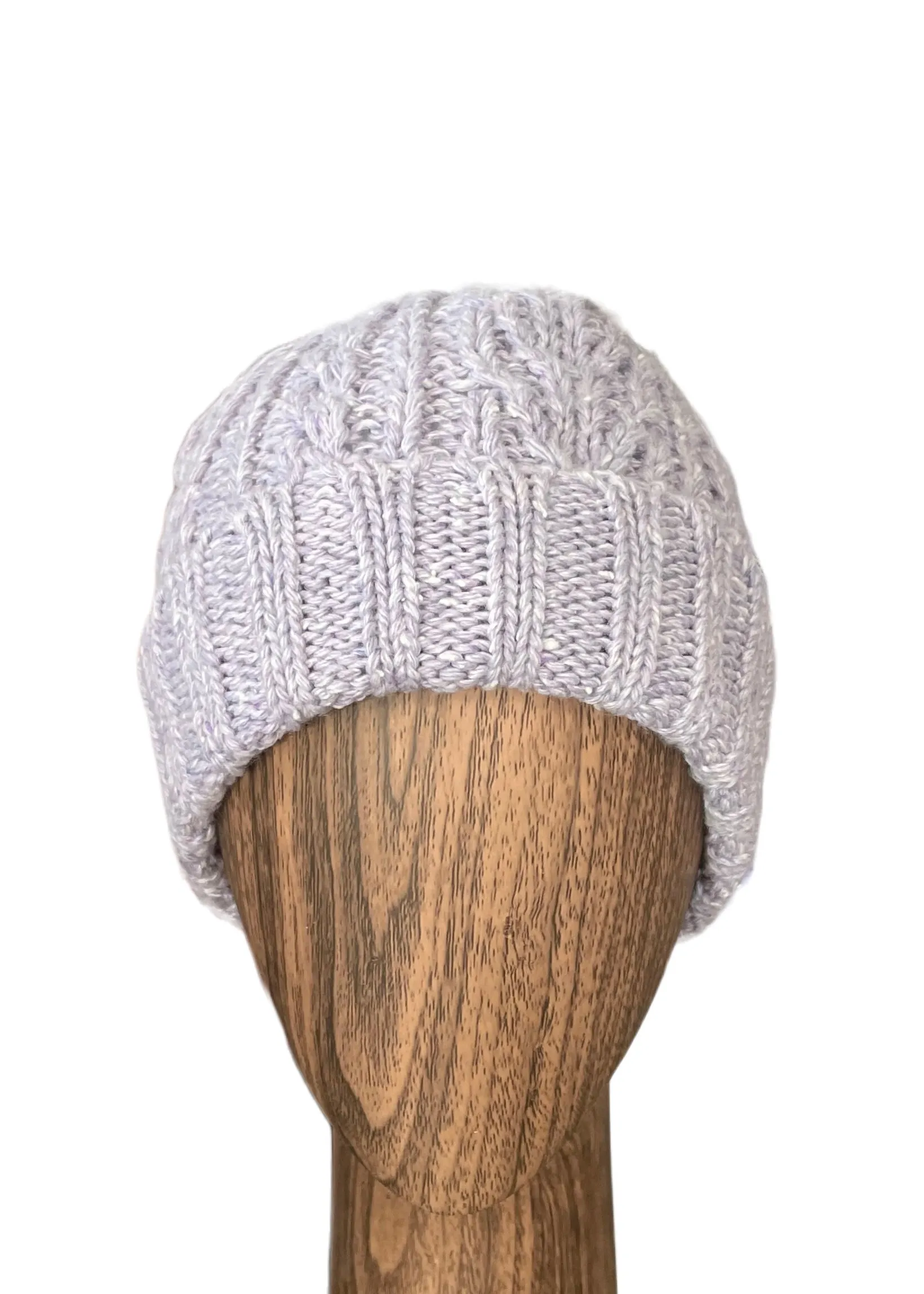CHAOS lilac cable knit toque w/ white faux fur pom pom, 7 - 14 yrs (M/L)