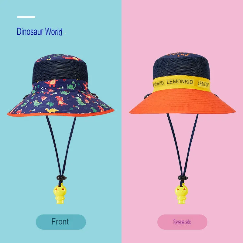 children's sun hat spring and autumn boys and girls double-sided fisherman hat summer sun hat mesh basin hat