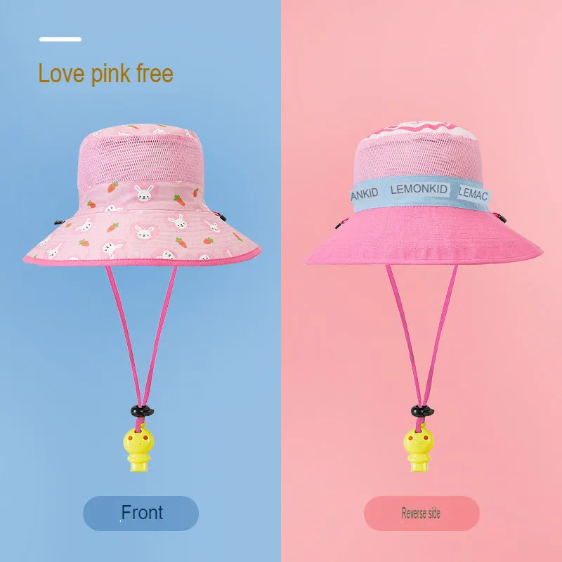 children's sun hat spring and autumn boys and girls double-sided fisherman hat summer sun hat mesh basin hat