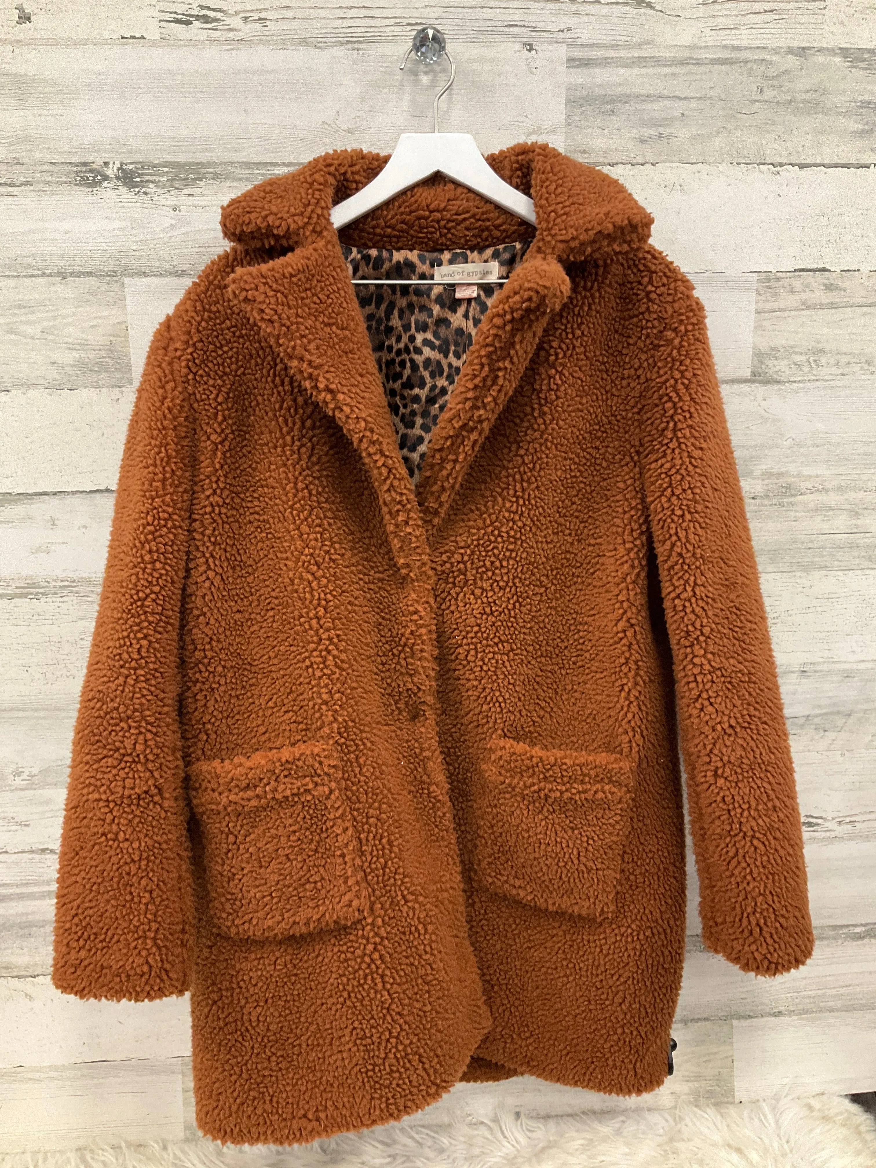 Coat Faux Fur & Sherpa By Band Of Gypsies In Orange, Size: L
