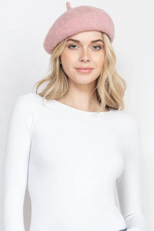 French Royalty Fleece Burgundy Red Beret Hat