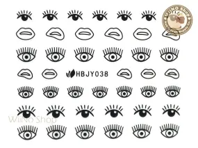 HBJY038 Black Eye Nail Sticker Nail Art - 1 pc