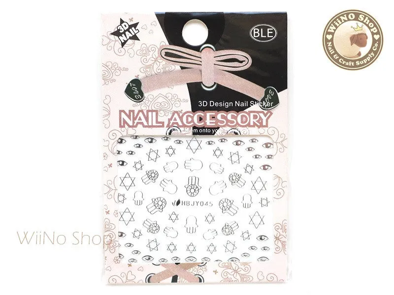 HBJY045 Silver Hand Eye Nail Sticker Nail Art - 1 pc