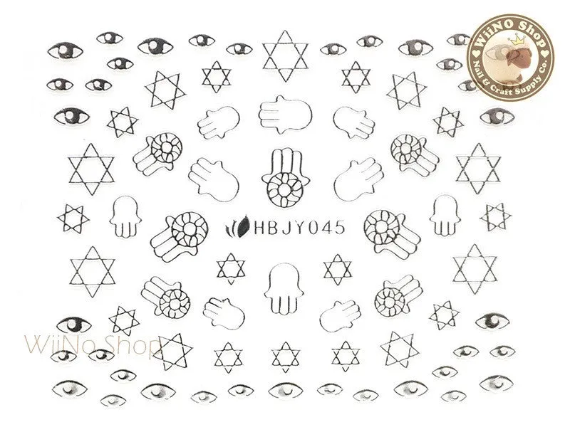 HBJY045 Silver Hand Eye Nail Sticker Nail Art - 1 pc