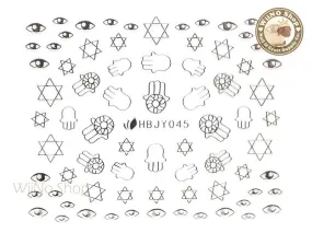 HBJY045 Silver Hand Eye Nail Sticker Nail Art - 1 pc