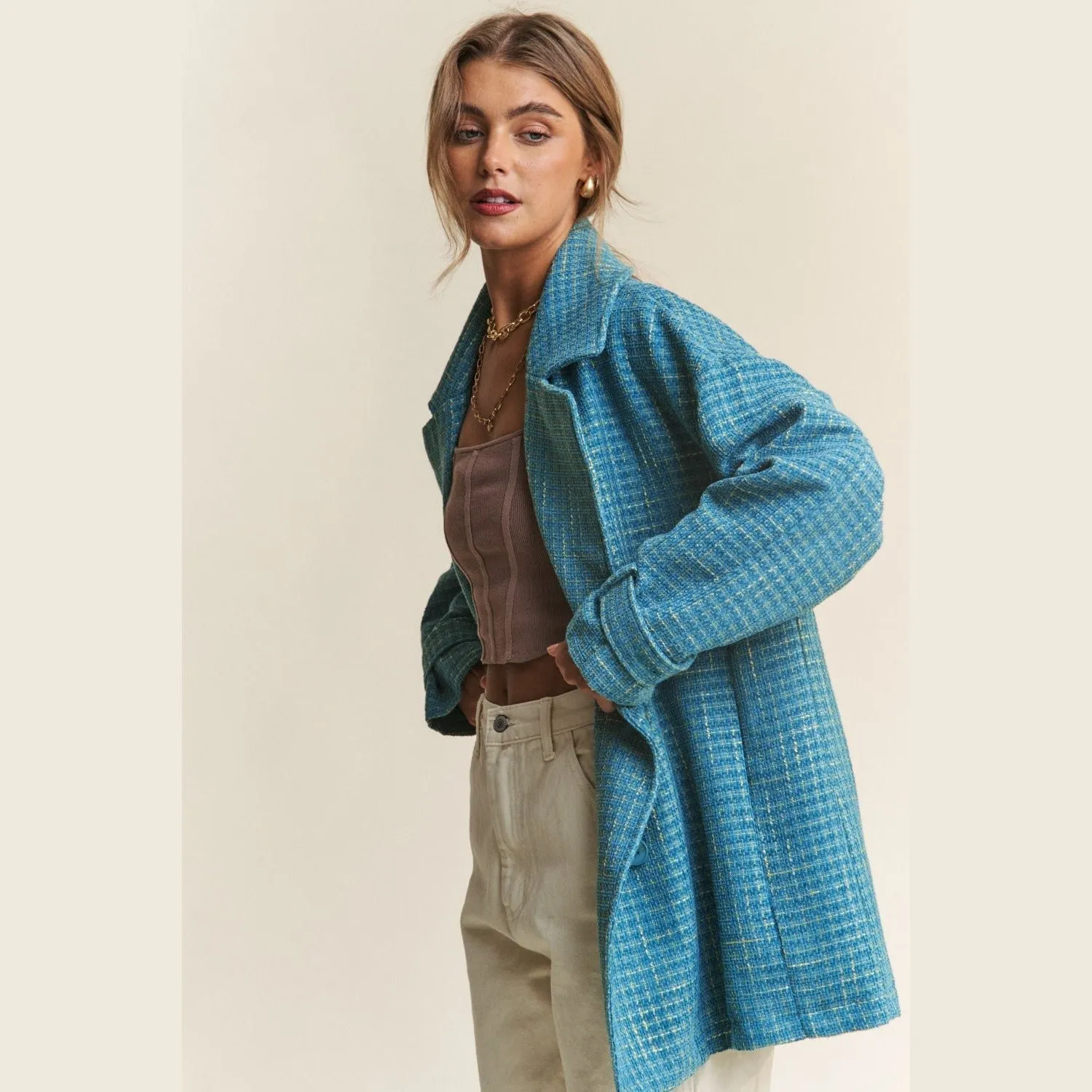 Jenna Tweed Double-Breasted Coat