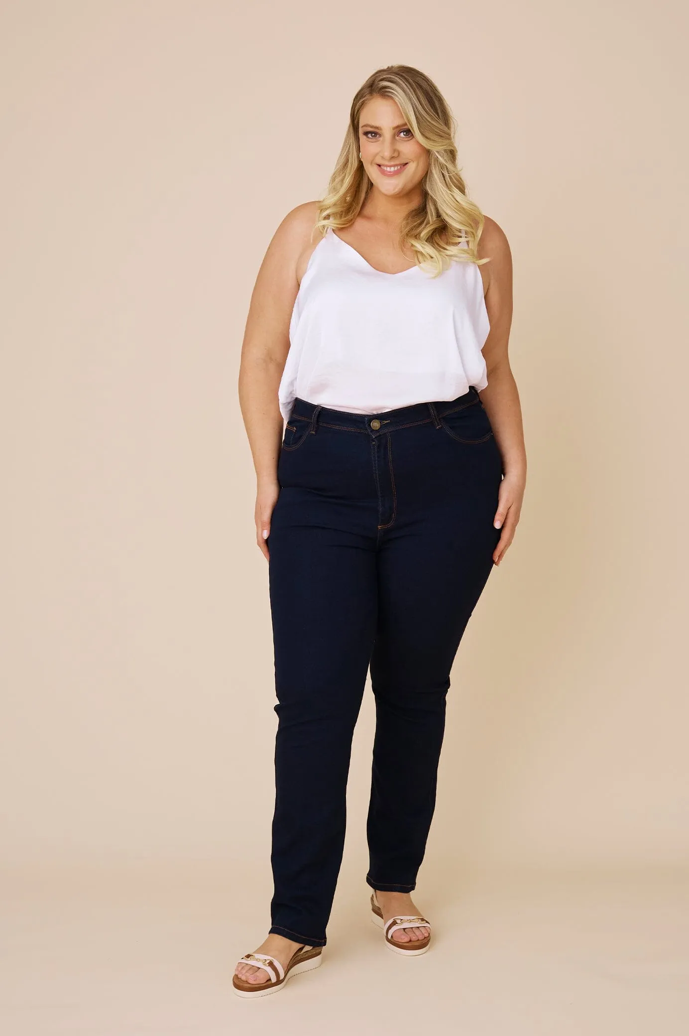 Katya Jeans Dark Denim Blue High Rise