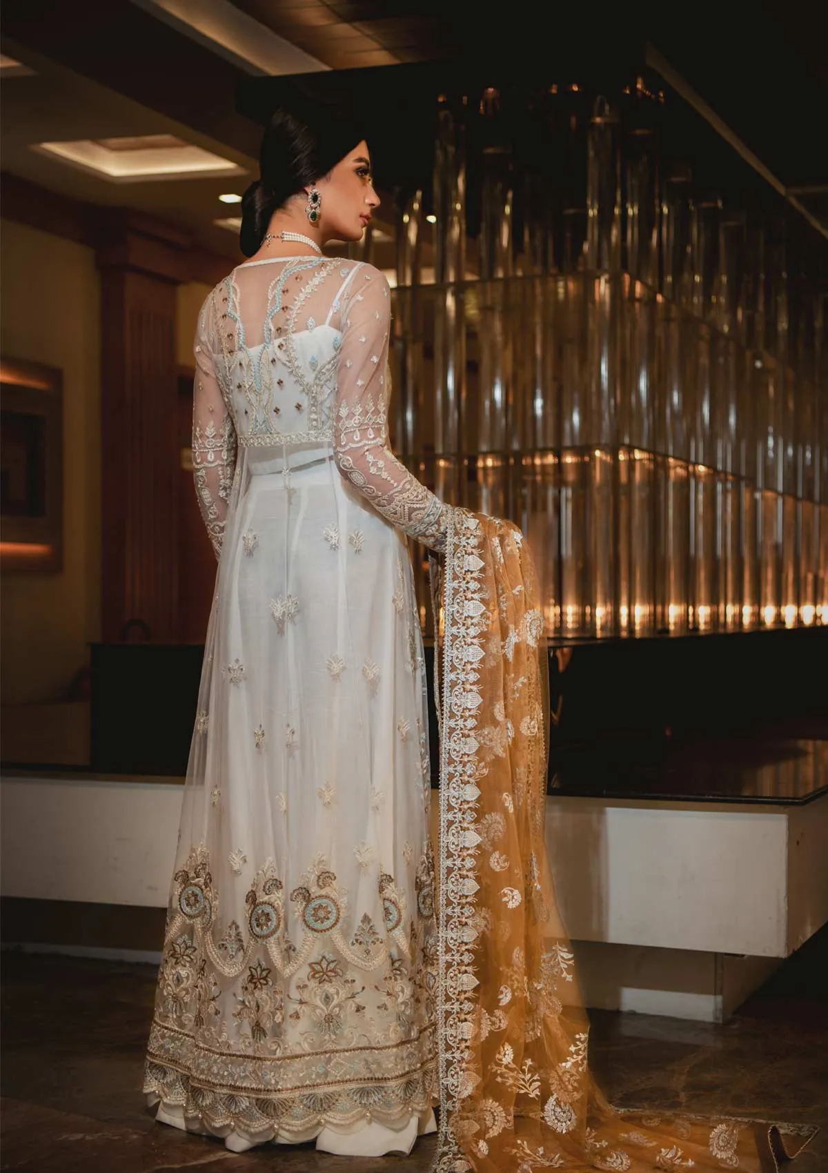 Latest Pakistani Pishwas Dress in White Shade #PF364