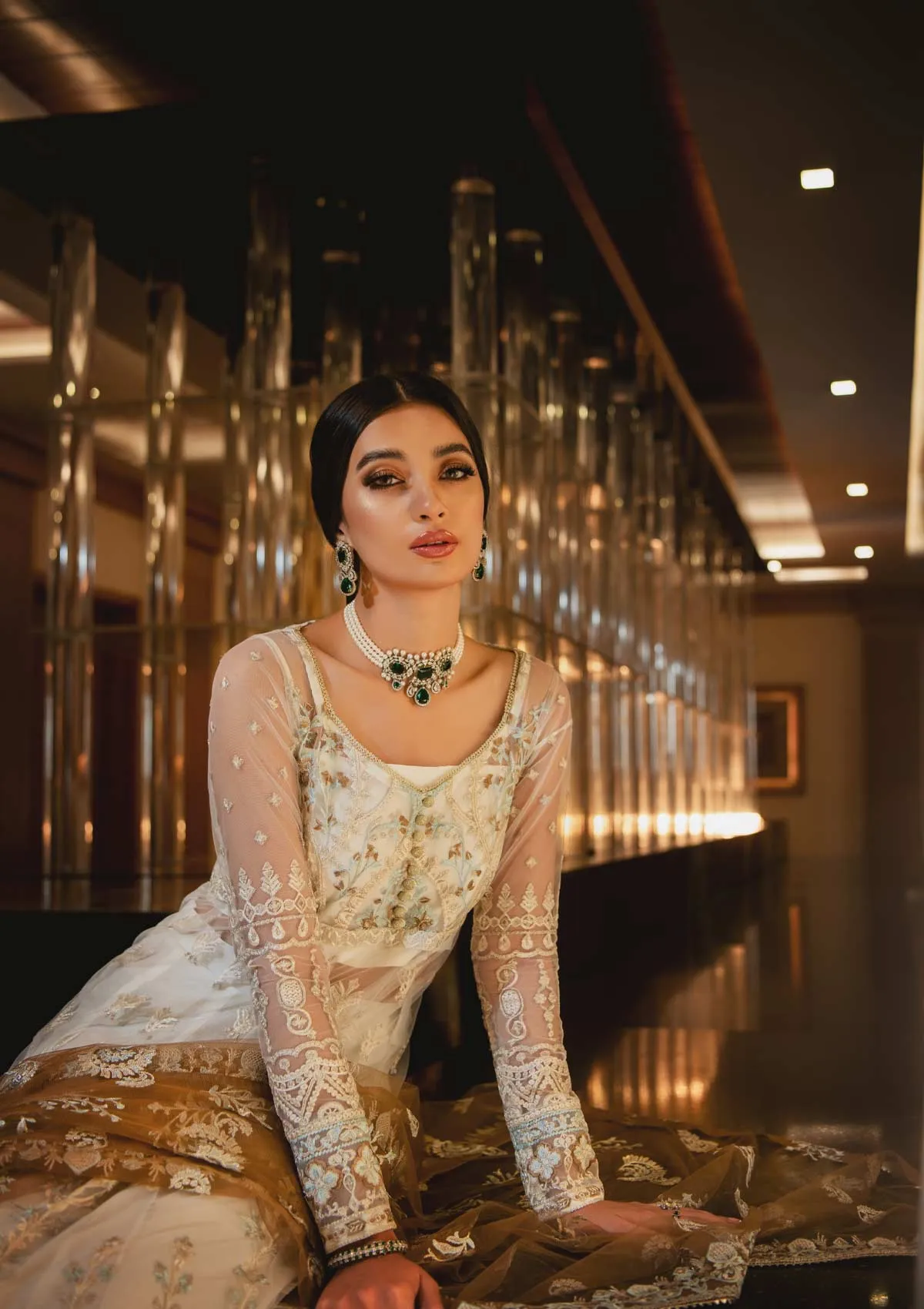 Latest Pakistani Pishwas Dress in White Shade #PF364