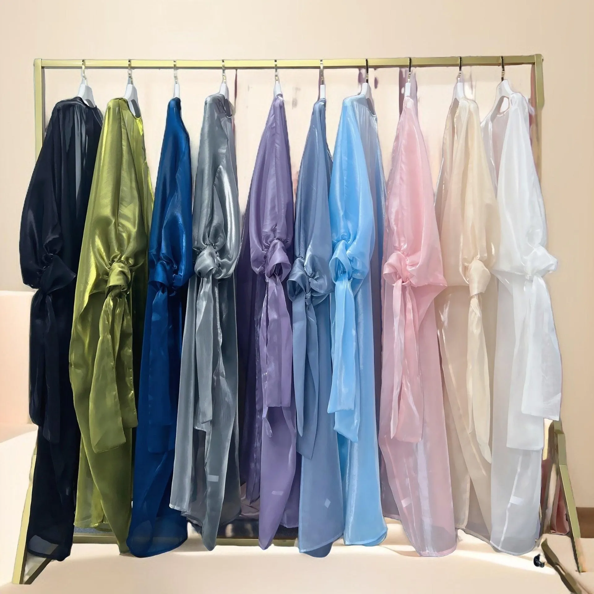 Leena-Ethereal Organza Abaya with Puff Sleeves