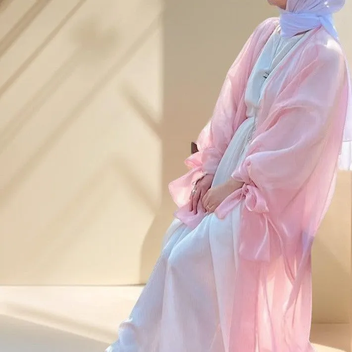 Leena-Ethereal Organza Abaya with Puff Sleeves