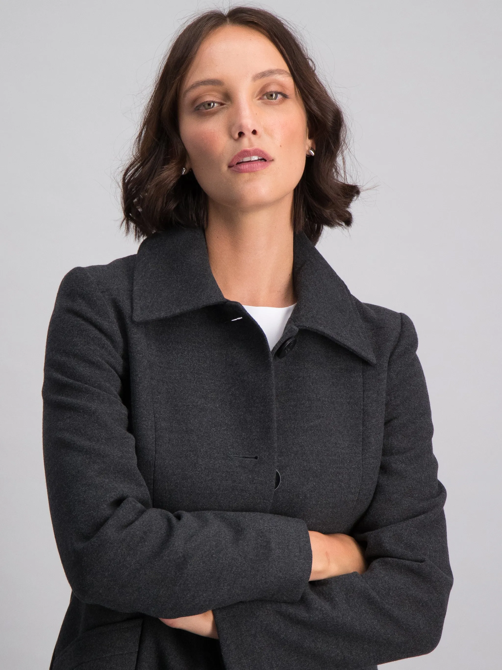 Lynn classic melton coat - charcoal