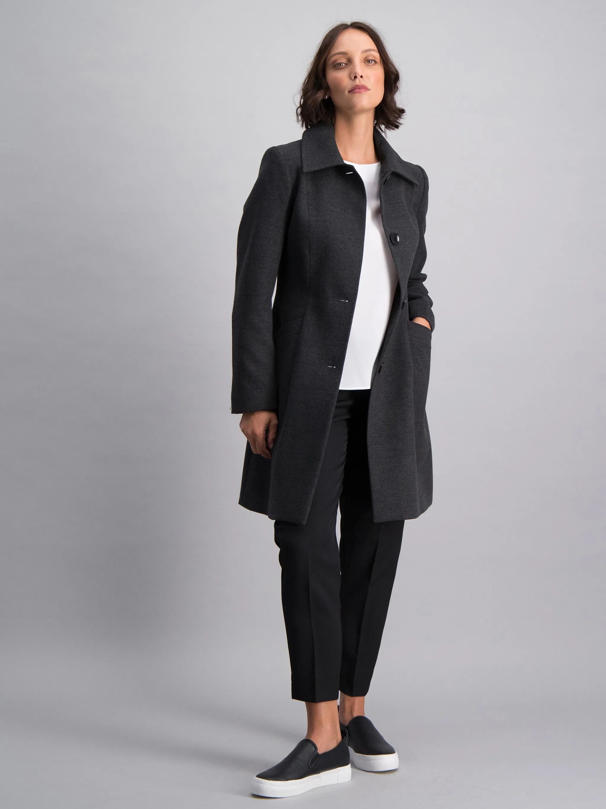 Lynn classic melton coat - charcoal