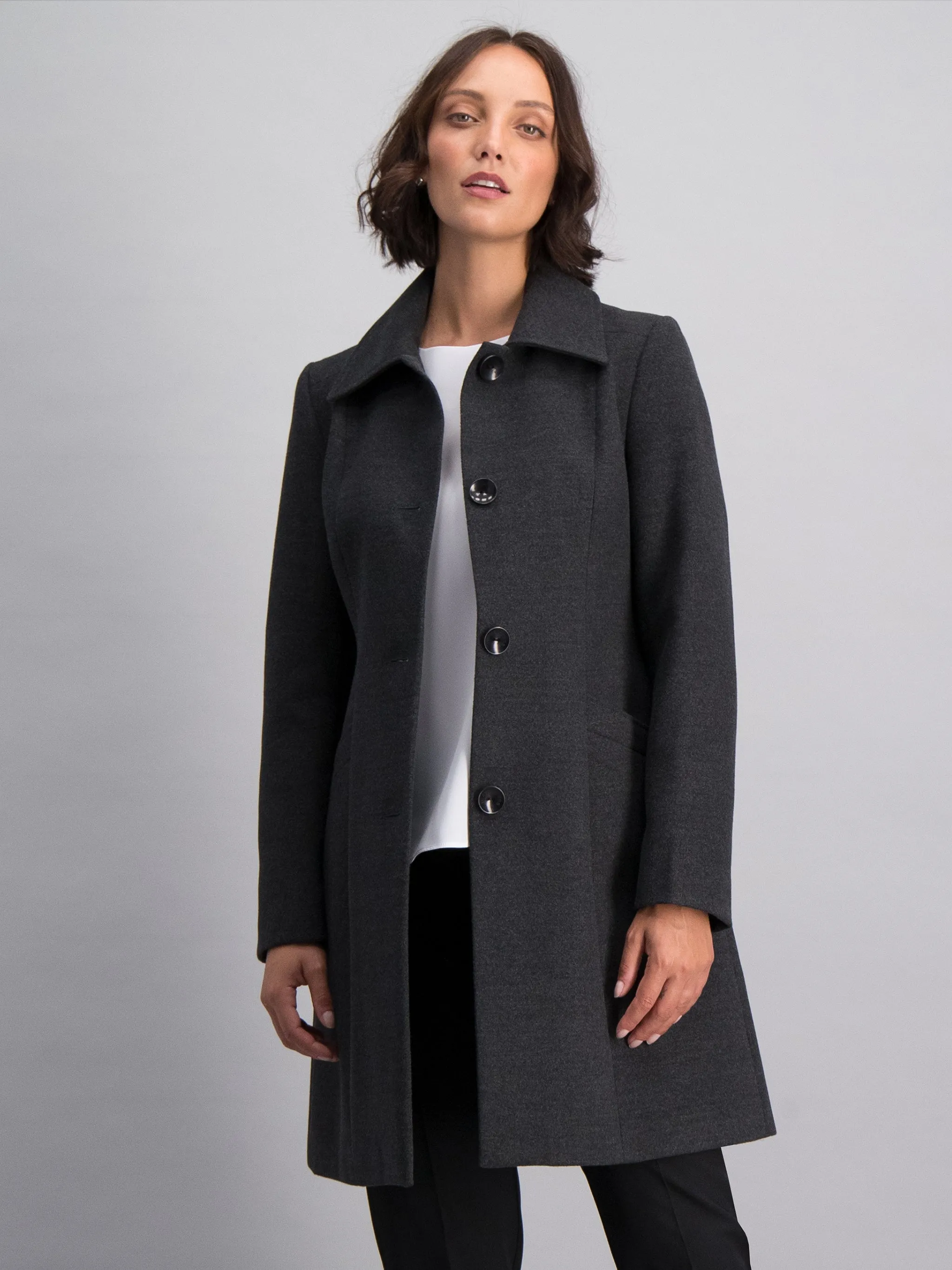 Lynn classic melton coat - charcoal
