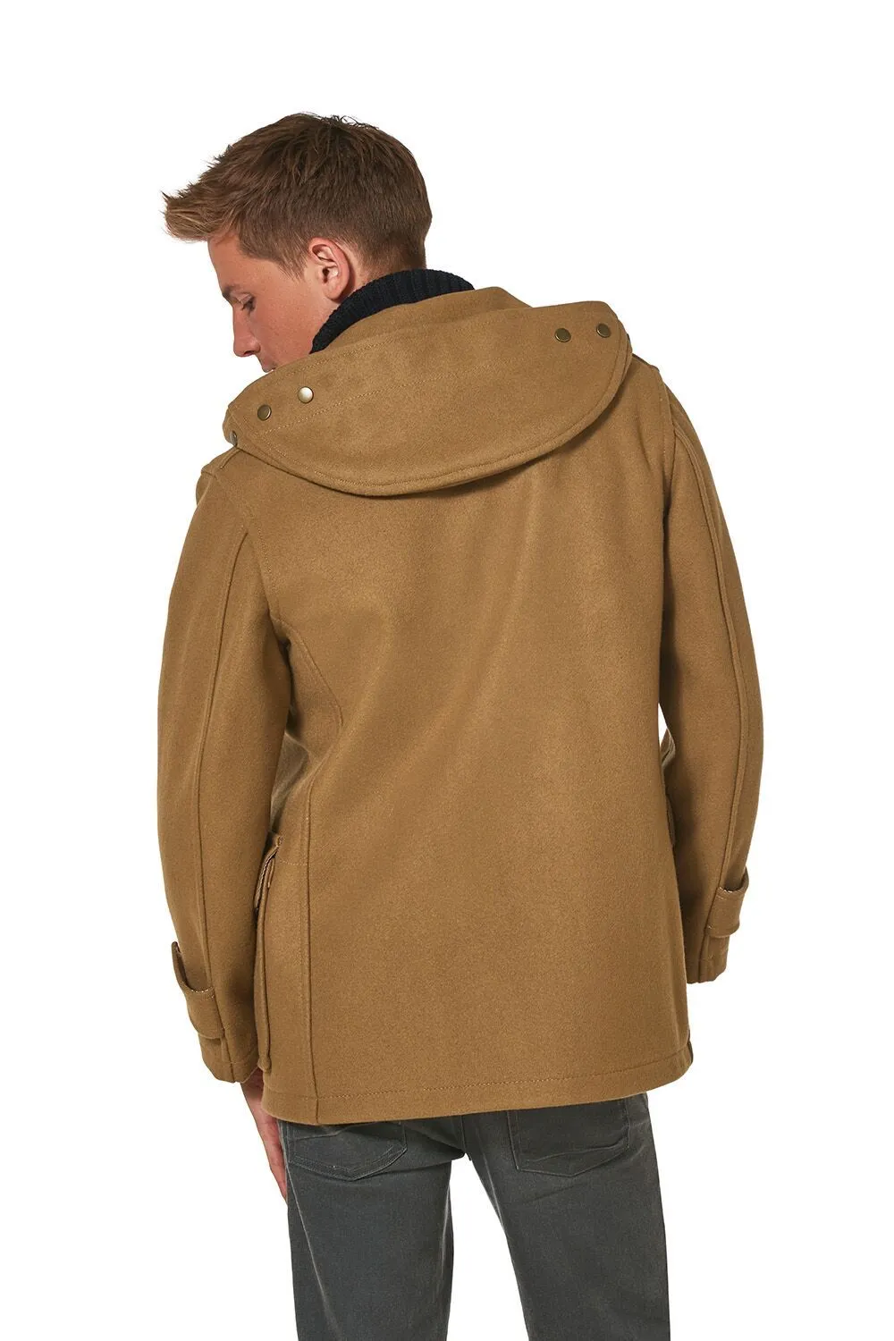 Men's Super Slim Gion Duffle Coat in Melton Wool - Camel