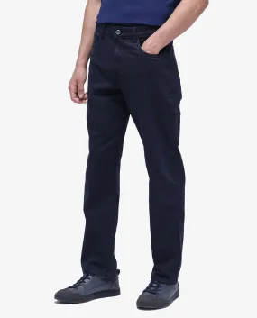 Rare Rabbit Men Arni Navy Cotton Viscose Garment Dyed Fabric Carpenter Fit Plain Denim Pant