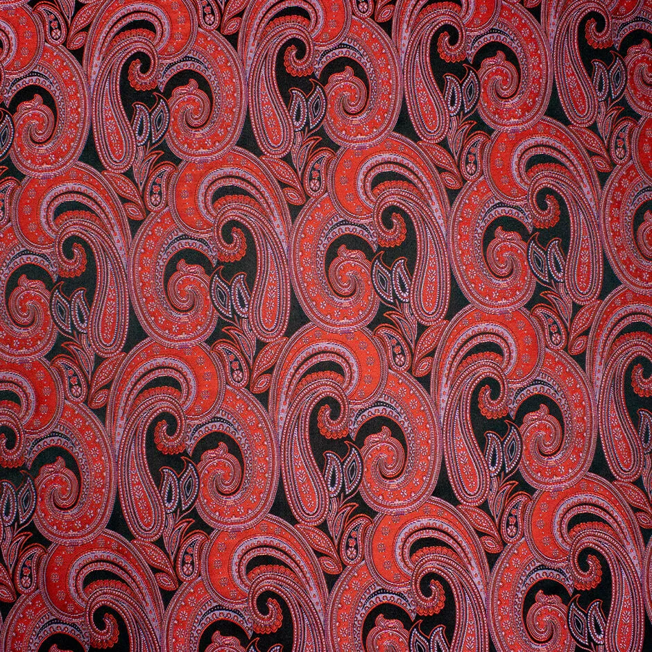 Red & Pink Paisley Silk Blend Brocade