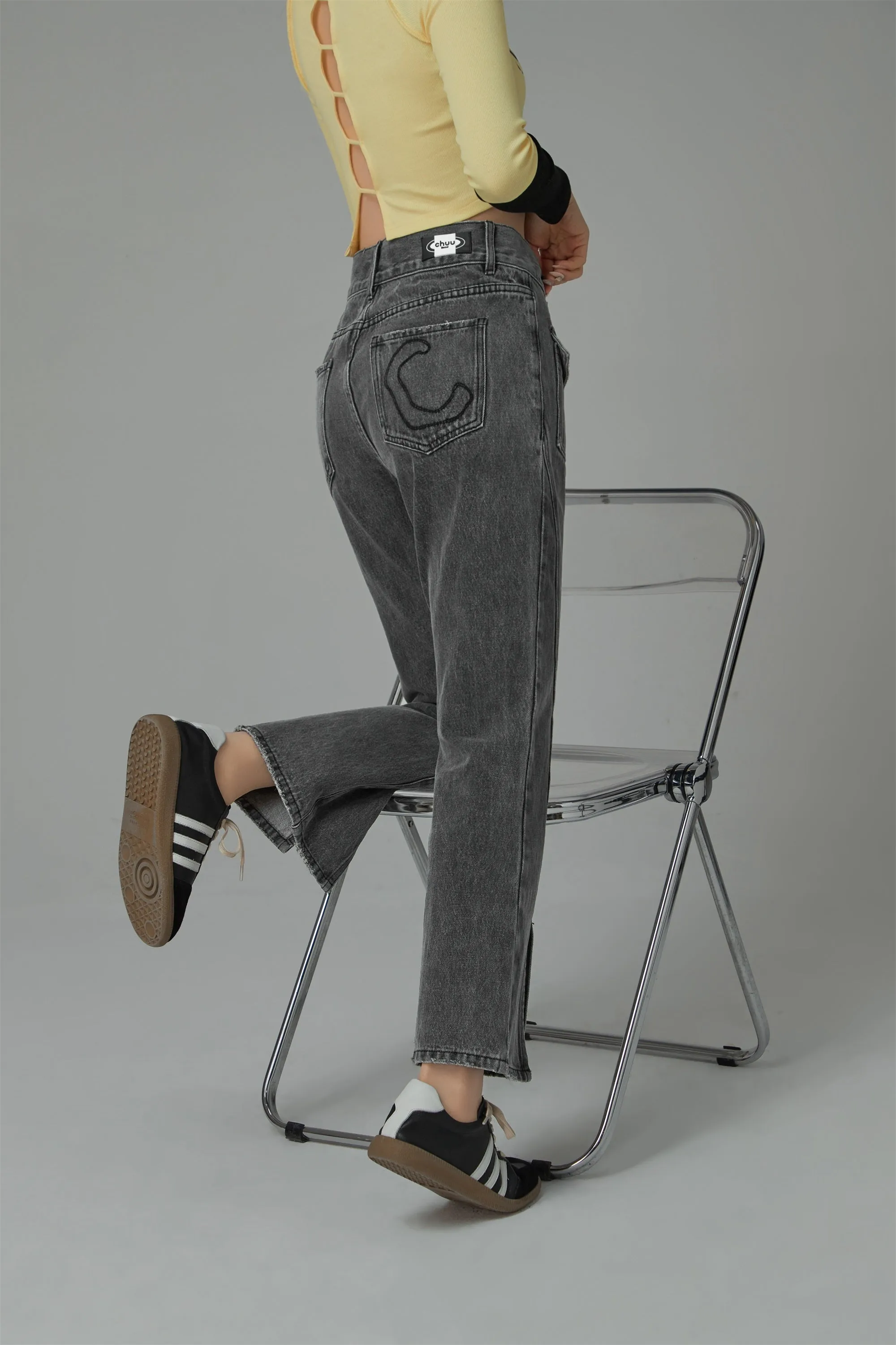 Slit Bootcut Denim Jeans