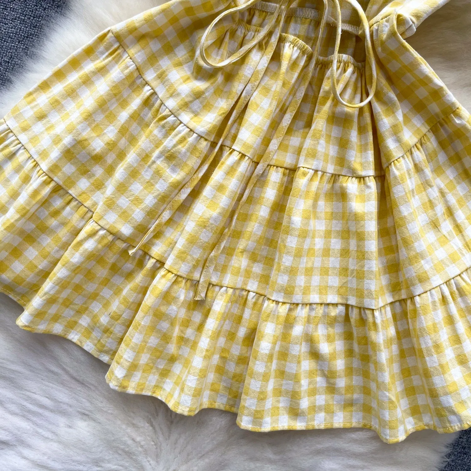 Sweetie Plaid Hollowed Halter Dress