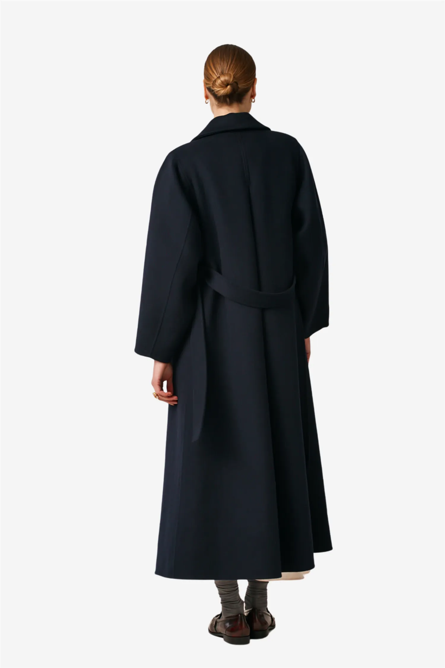Tailored Beltet Coat Navy