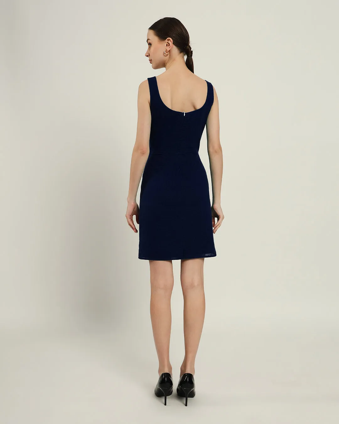 The Cannes Daisy Midnight Blue Linen Dress