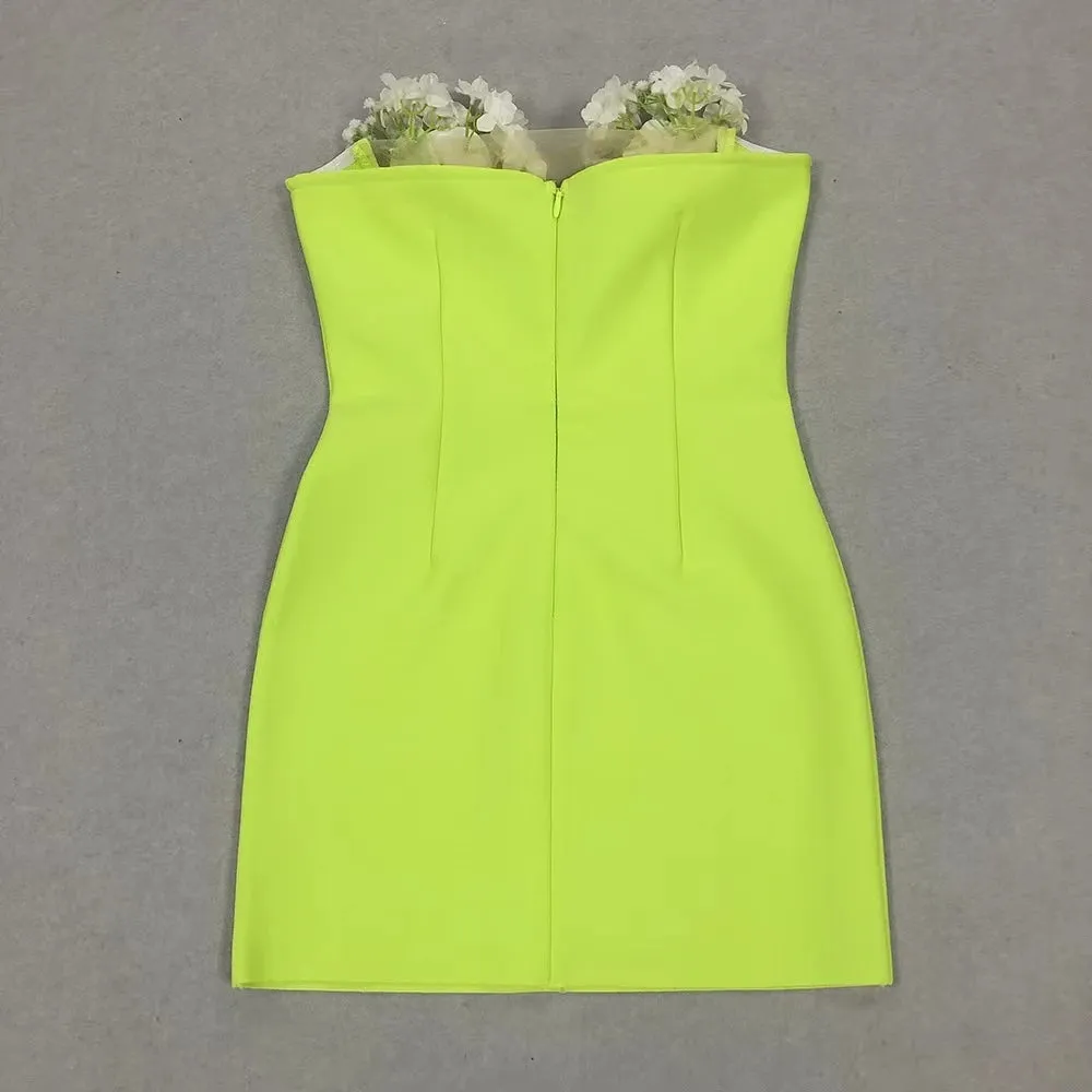 Trend4us Women's Floral Applique Sweetheart Mini Dress