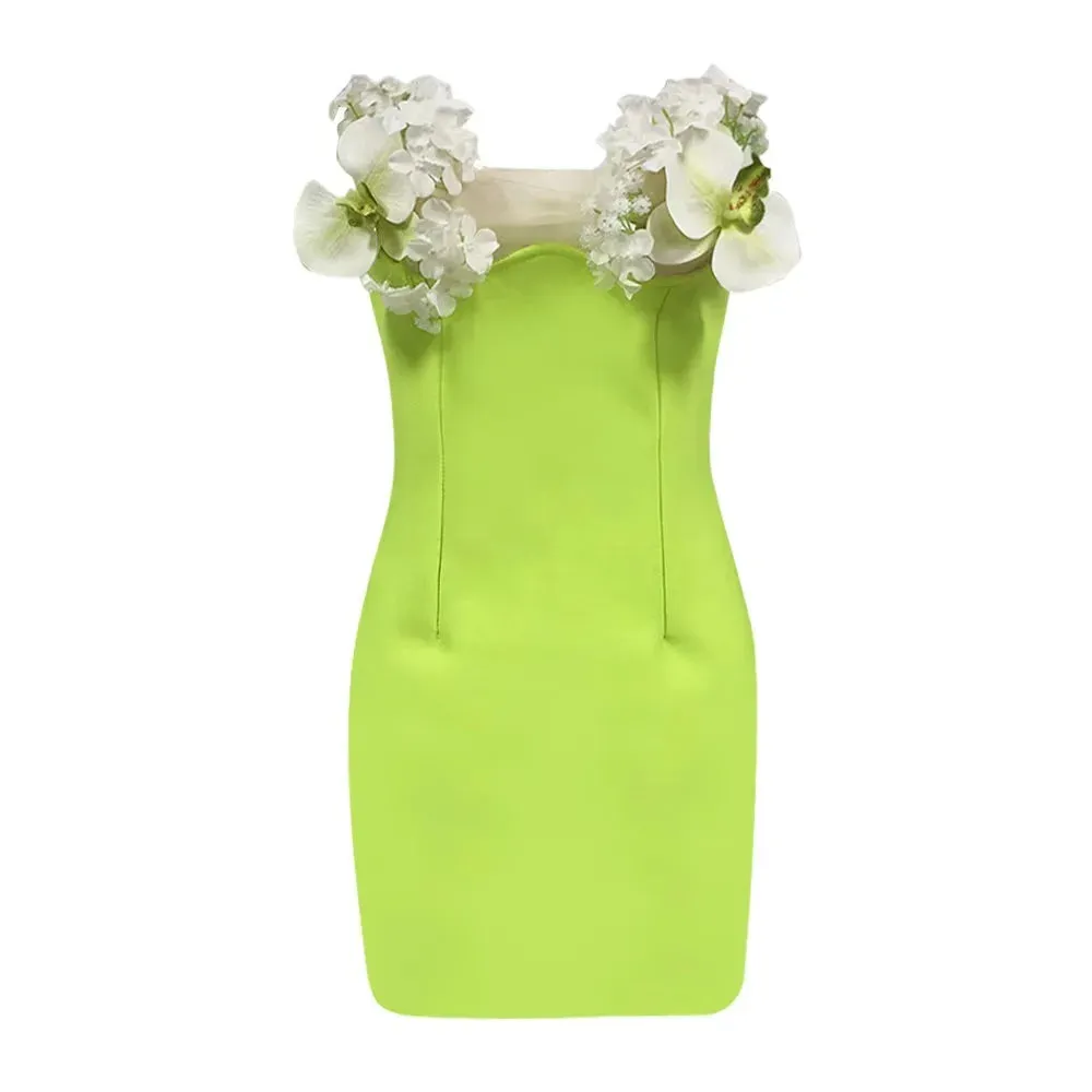 Trend4us Women's Floral Applique Sweetheart Mini Dress