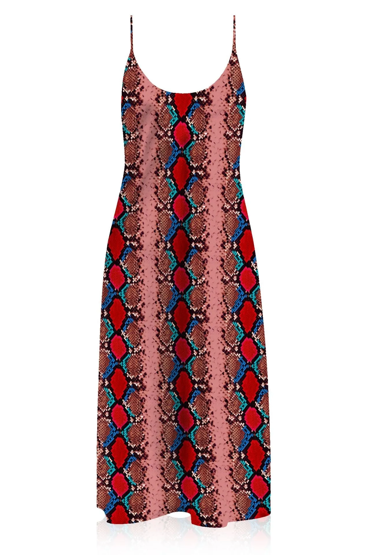 Vegan Silk  Camisole Midi Slip Dress In Blood Stone