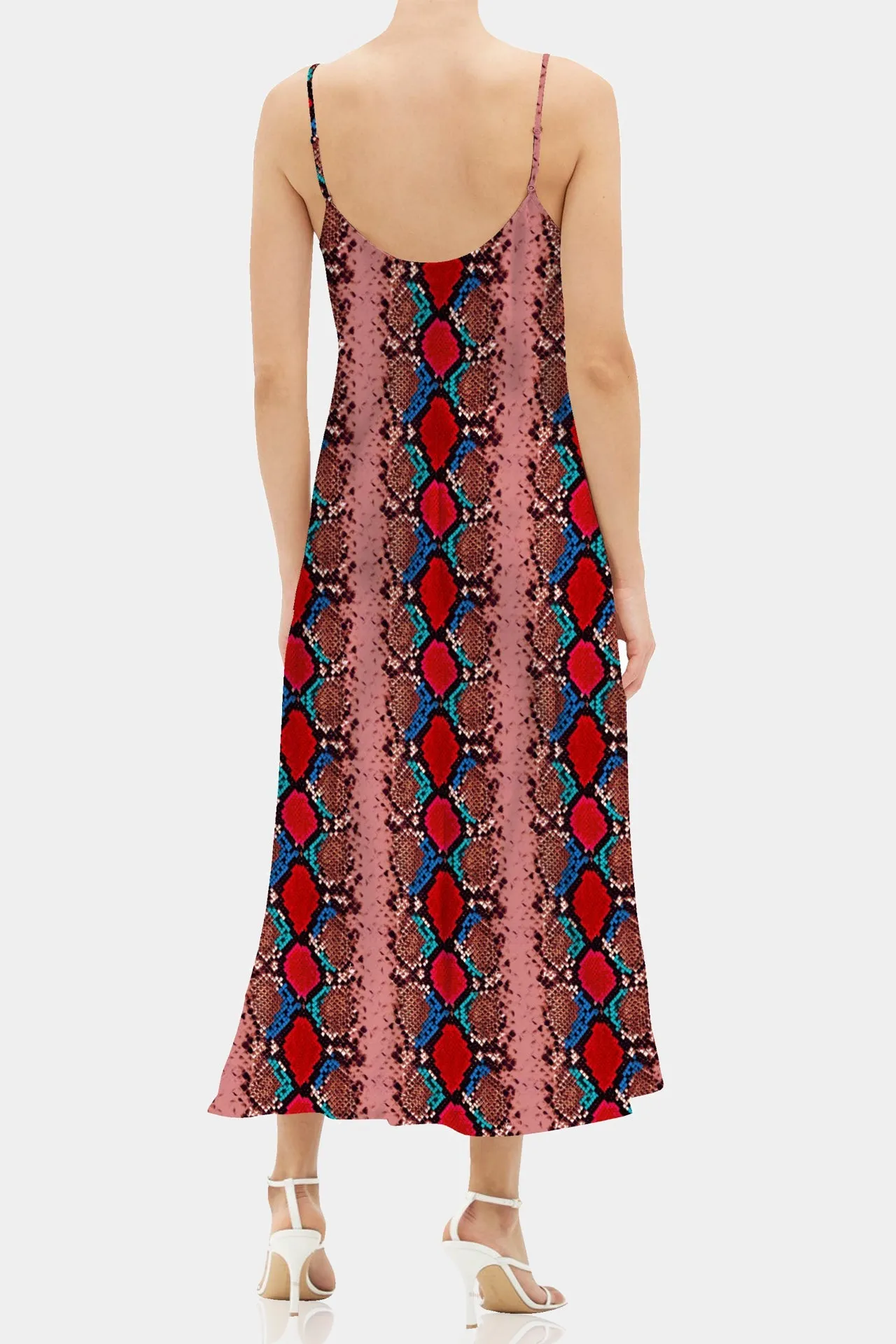 Vegan Silk  Camisole Midi Slip Dress In Blood Stone