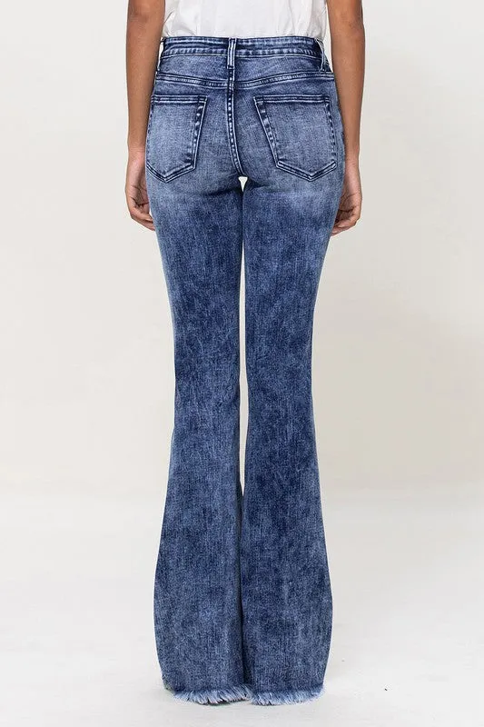 Vervet Mid Rise Super Flare Jean W/Frayed Hem