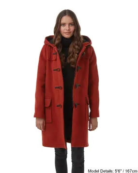 Women's Classic Fit Duffle Coat - Burnt Orange