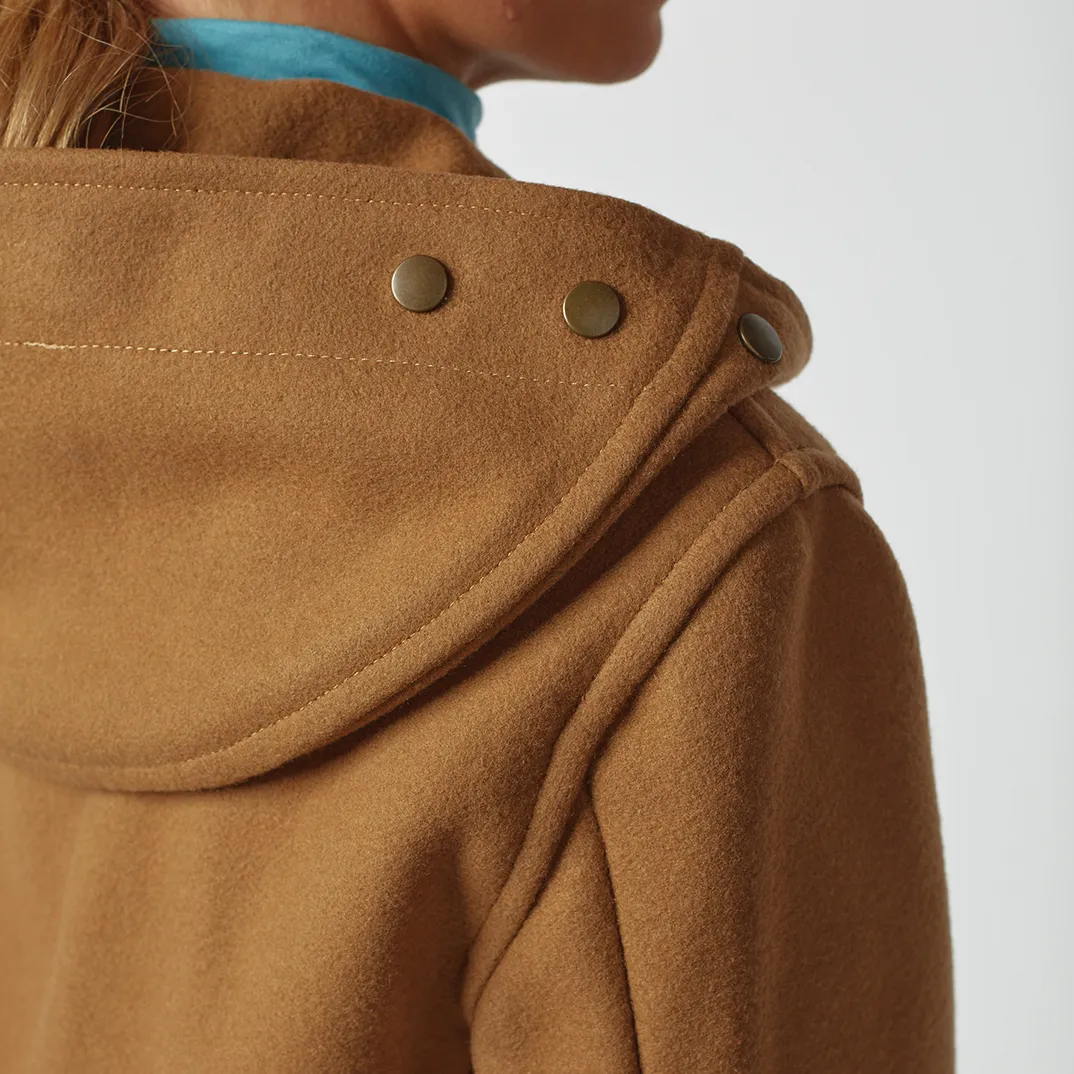 Women's Super Slim Haji Duffle Coat in Melton Wool - Camel